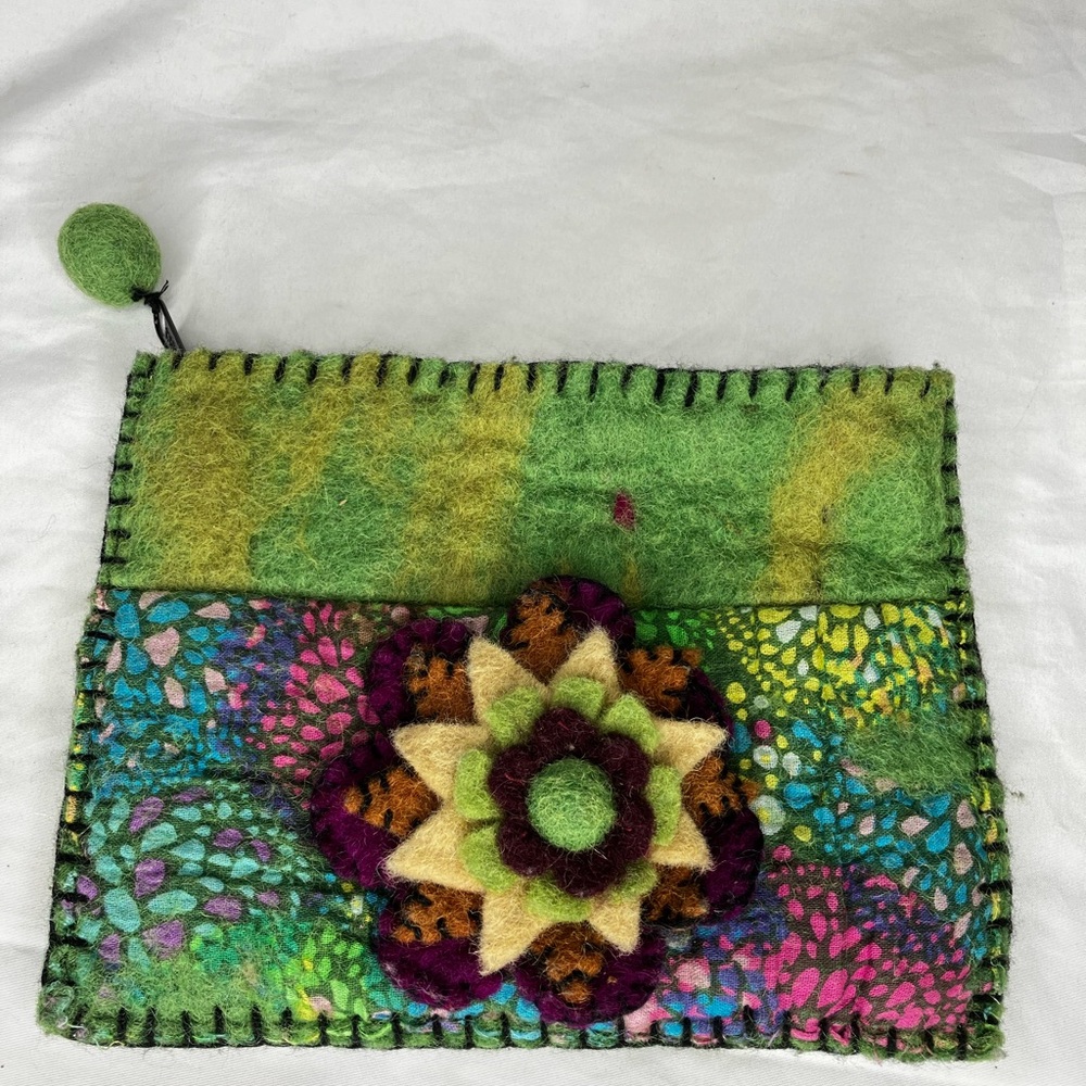 Rising tide boho flower wool wallet
